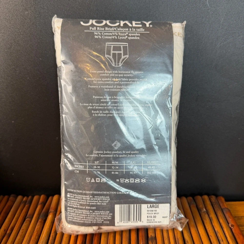 Vintage 1999 Jockey Pouch Mens 3 Pack Full Rise Briefs Large Tighty Whities 4395